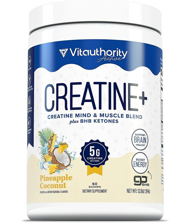 Vitauthority Us Vita Creatine + Pineapple Coconut 394g Round Tub (60 srv)