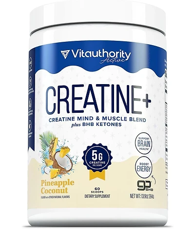 Vitauthority Us Vita Creatine + Pineapple Coconut 394g Round Tub (60 srv)