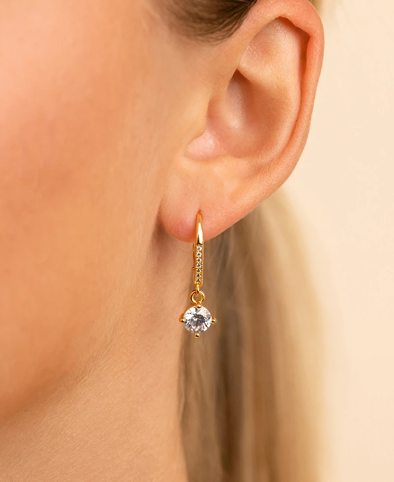 Sterling Forever Silver Matilda Brilliant Cut Cz French Clip Earrings