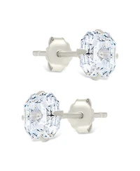 Sterling Forever Sterling Silver Asscher Cut Prong Set Stud Earrings