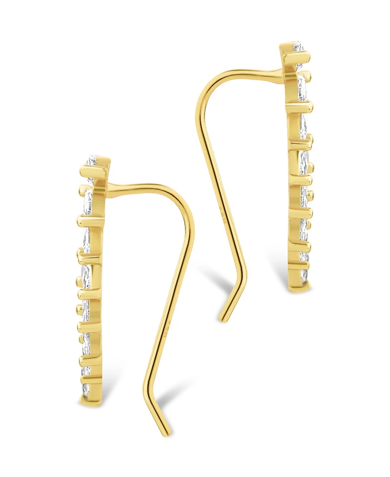 Sterling Forever Silver Skye Cz Threader Crawler Earrings