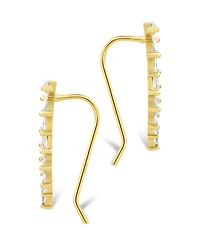 Sterling Forever Silver Skye Cz Threader Crawler Earrings