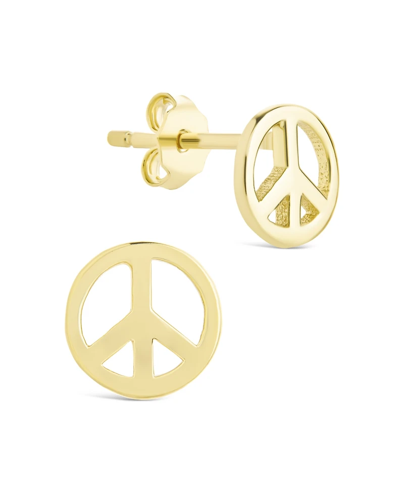 Sterling Forever Silver Peace Sign Studs