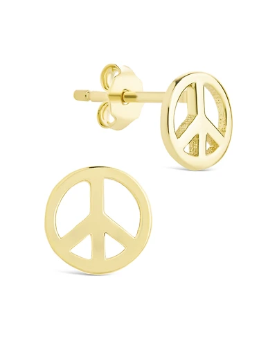 Sterling Forever Silver Peace Sign Studs