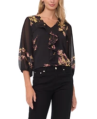 Vince Camuto Women's 3/4-Sleeves Front Ruffles Top