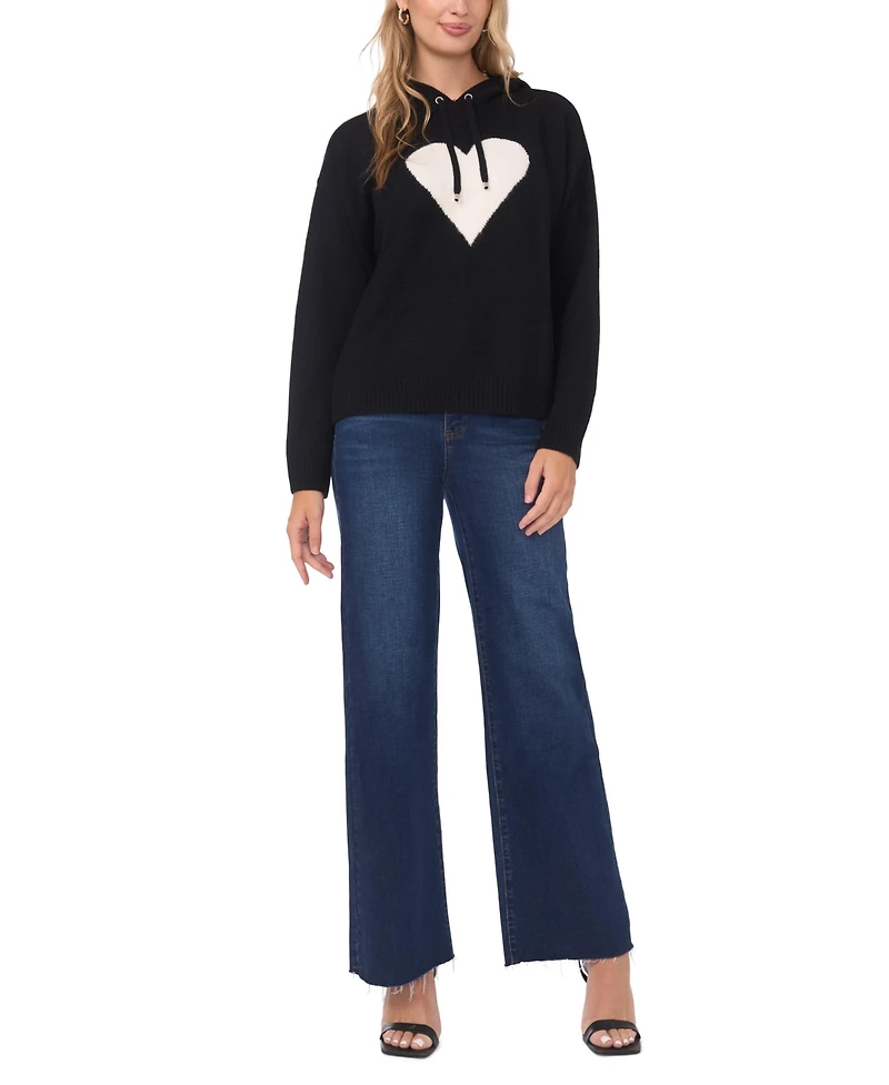 Vince Camuto Women's Heart Motif Long-Sleeve Hoodie