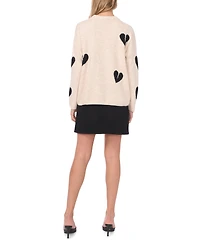 Vince Camuto Women's Many Hearts Long-Sleeve Sweater