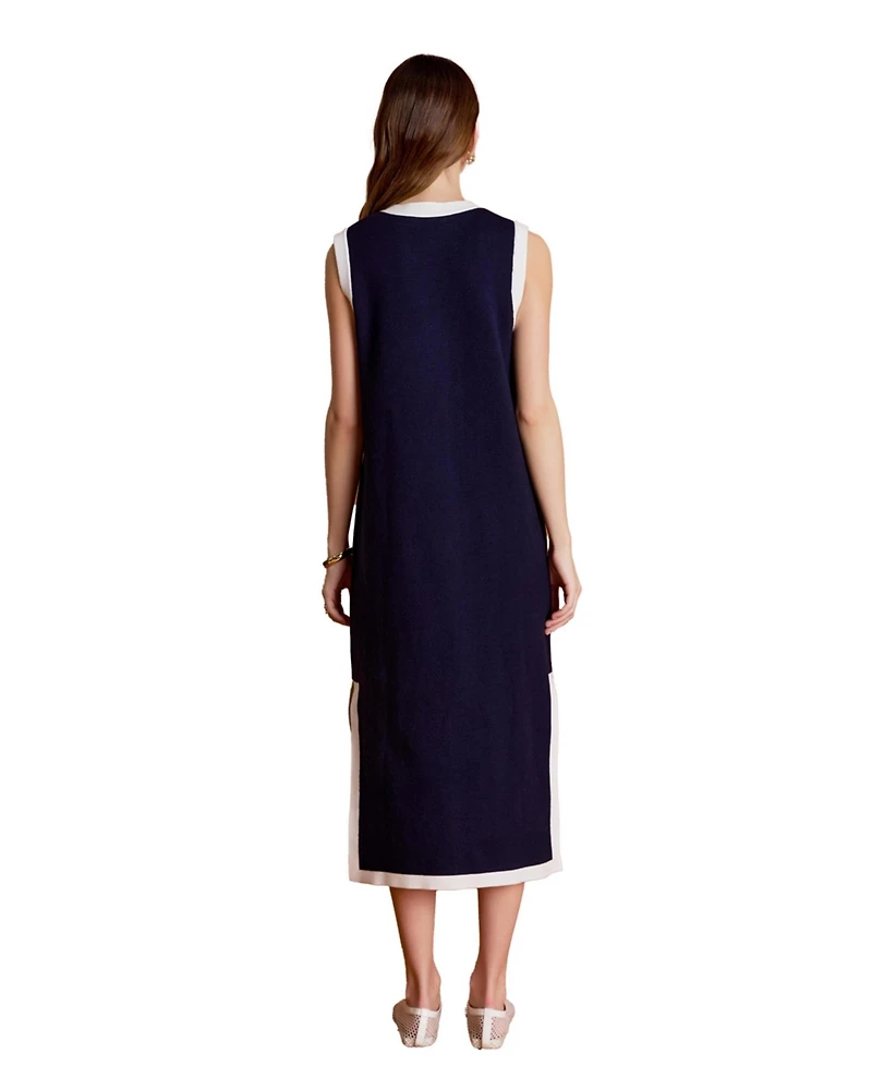 English Factory Women's Knit Midi Dress With Ribbon Tie