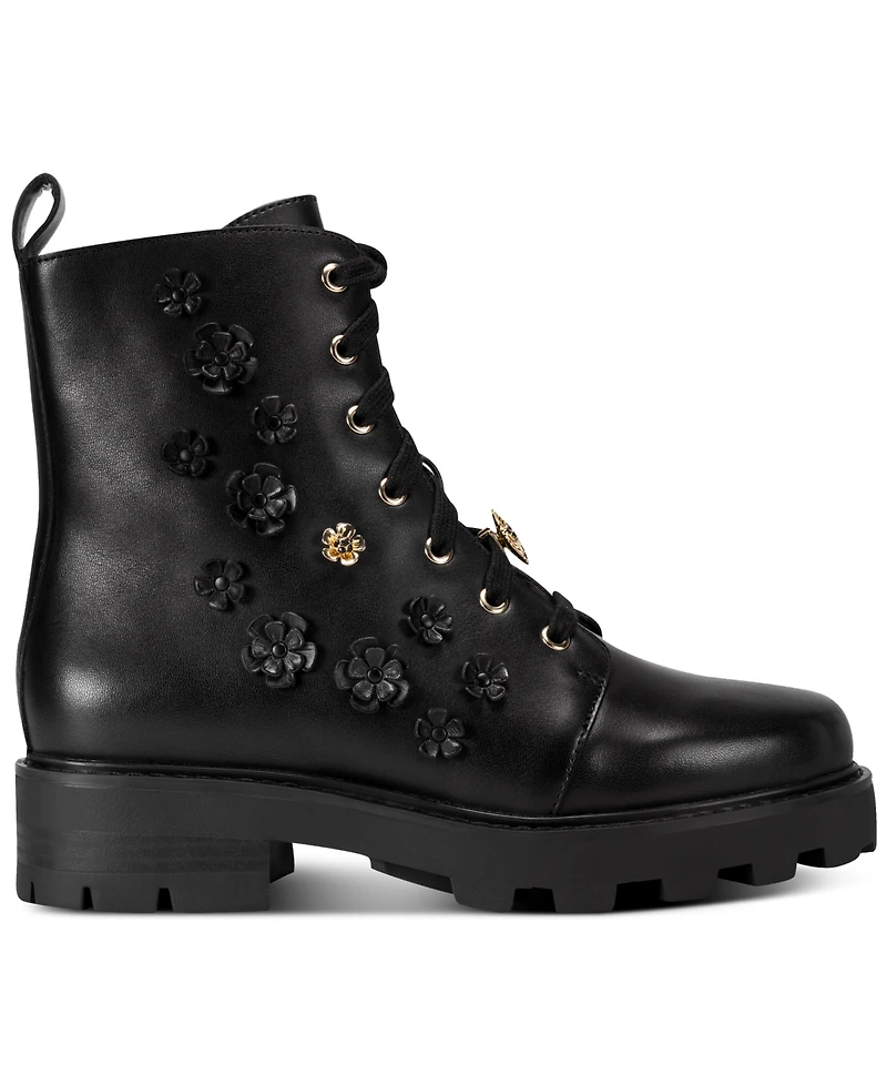 Karl Lagerfeld Paris Women's Mela Fleur Combat Booties