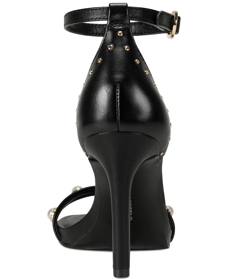 Karl Lagerfeld Paris Women's Kenz Pearl Ankle Strap Sandals