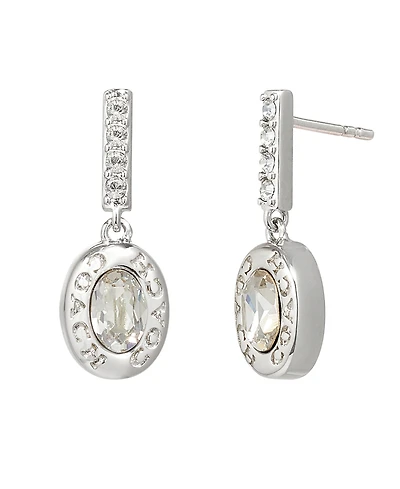 Coach Faux Stone Signature Pave Bar Drop Earrings