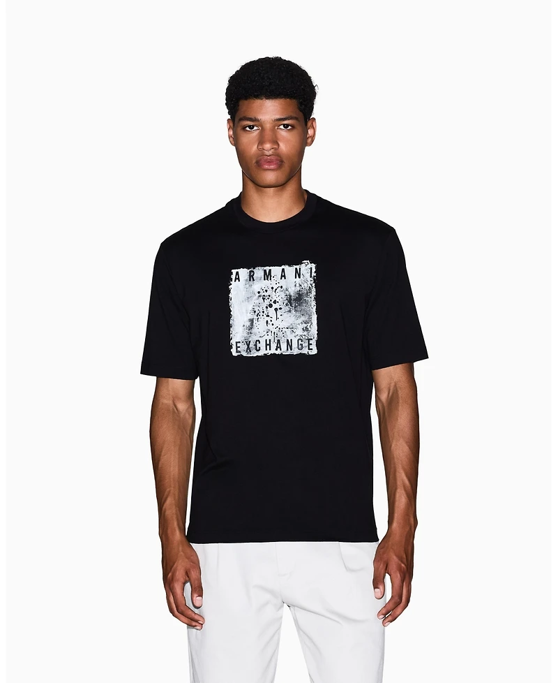 A|X Armani Exchange Men's Grid Box Splatter Graphic T-Shirt