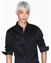 A|X Armani Exchange Men's Allover Letter Logo Satin Woven Shirt