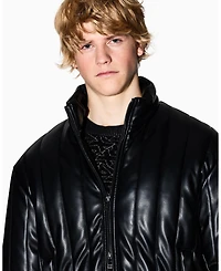 A|X Armani Exchange Men's Quilted Faux-Leather Puffer Jacket
