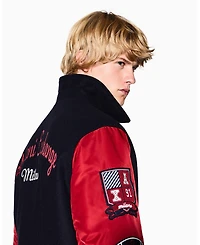 A|X Armani Exchange Men's Color Block Multi Badge Bomber Jacket
