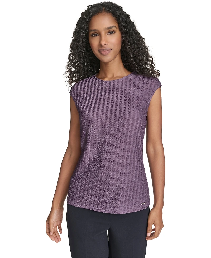 Calvin Klein Petite Cap Sleeve Textured Knit Top