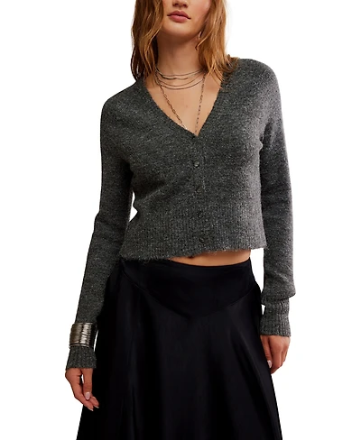 Free People Women's V-Neck Cropped Cardigan Sweater