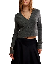 Free People Women's V-Neck Cropped Cardigan Sweater