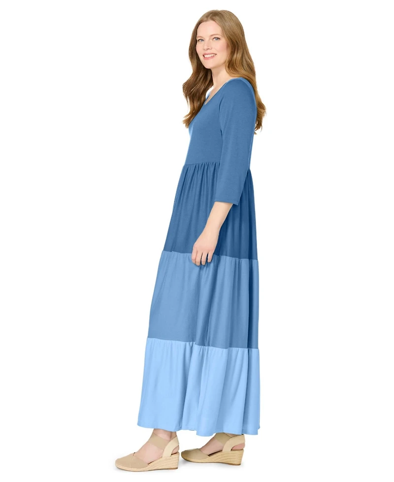 Woman Within Women's Colorblock Tiered Dress