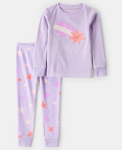 Carter's Girls Toddler 2T-5T 2-Piece Star Print Snug Fit Long-Sleeve Top and Pants Pajama Set