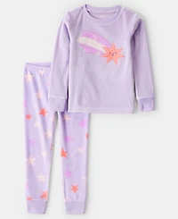 Carter's Girls Toddler 2T-5T 2-Piece Star Print Snug Fit Long-Sleeve Top and Pants Pajama Set