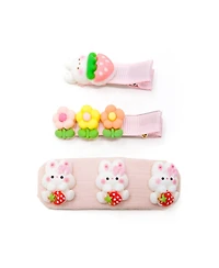 Puttisu Girls 3pc Hair Clip Set - Bunny Garden Trio