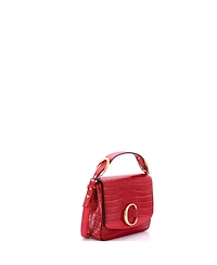 Pre-Owned Chloe Mini C Double Carry Bag Embossed Leather