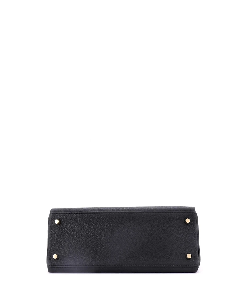 Pre-Owned Hermes Kelly 28 Handbag Black Novillo with Gold Hardware