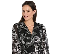 R & M Richards Women's Printed Ruffle Detail Maxi Dress