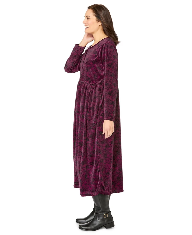Woman Within Plus Size 21-Button Velour Dress