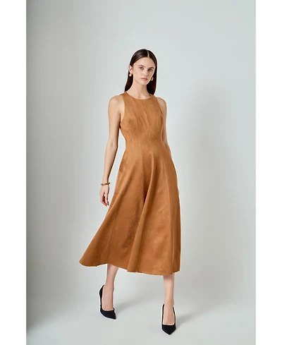 endless rose Women's Faux Suede Midi Dress