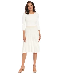 London Times Women's Mock Neck Pleated Dress