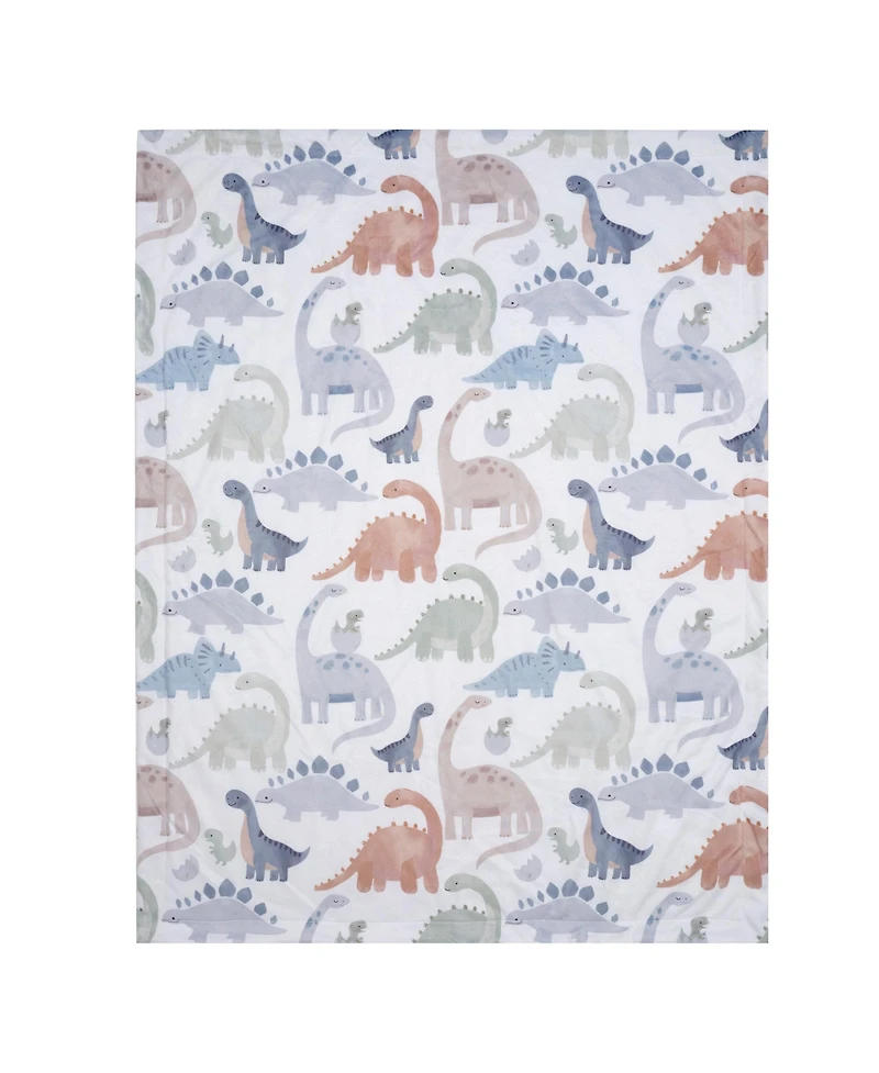 Lambs & Ivy Dino-Might Ultra-Soft Fleece Watercolor Dinosaur Baby Blanket