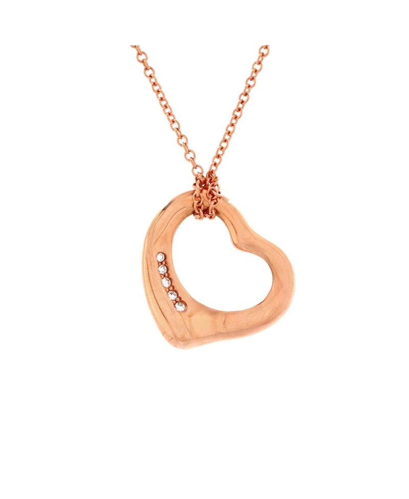 Pre-Owned Tiffany & Co Elsa Peretti Open Heart 5 Diamonds Pendant Necklace