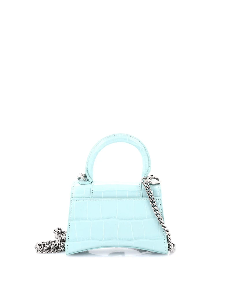 Pre-Owned Balenciaga Mini Hourglass Top Handle Bag Embossed Leather