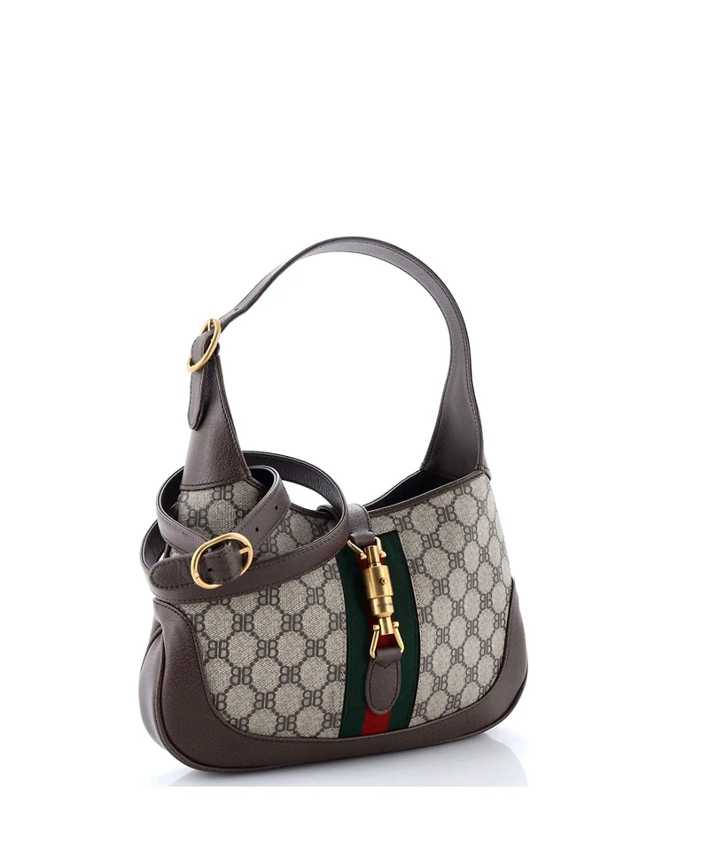 Pre-Owned Balenciaga Small x Gucci The Hacker Project Jackie 1961 Hobo Bb Coated Canvas