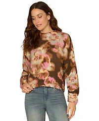 Democracy Womens Printed Long Sleeve Sweater