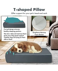 Gymax Memory Foam Orthopedic Dog Bed for Large Dogs w/ Headrest & Washable Cover
