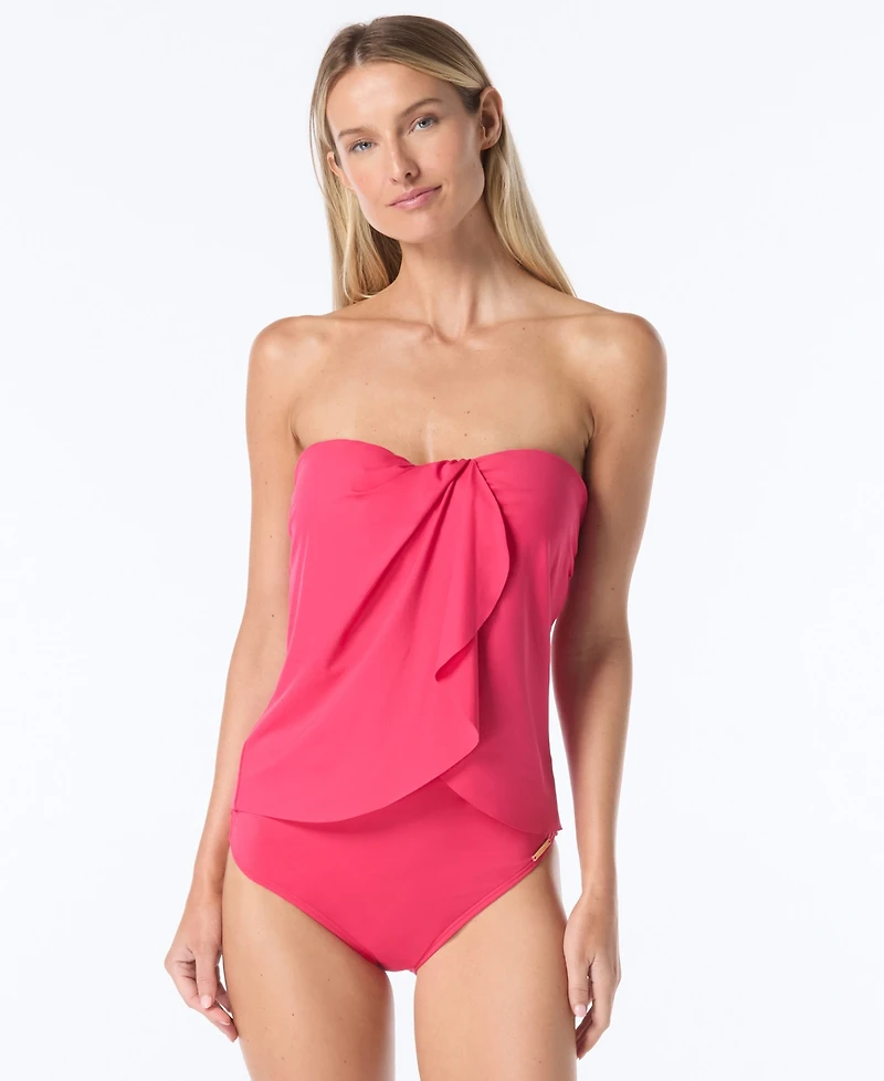 Vince Camuto Strapless Draped Tankini Top
