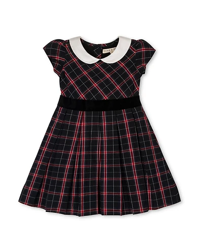 Hope & Henry Little and Big Girls' Organic Stretch Poplin Peter Pan Collar Dress with Velveteen