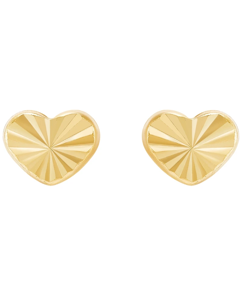 Macy's Kids Polished Heart Button Stud Earrings in 10K Yellow Gold