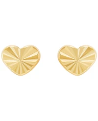 Macy's Kids Polished Heart Button Stud Earrings in 10K Yellow Gold