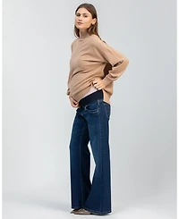 Pietro Brunelli Maternity Wide-Leg Jeans with High-Waist Elastic Band