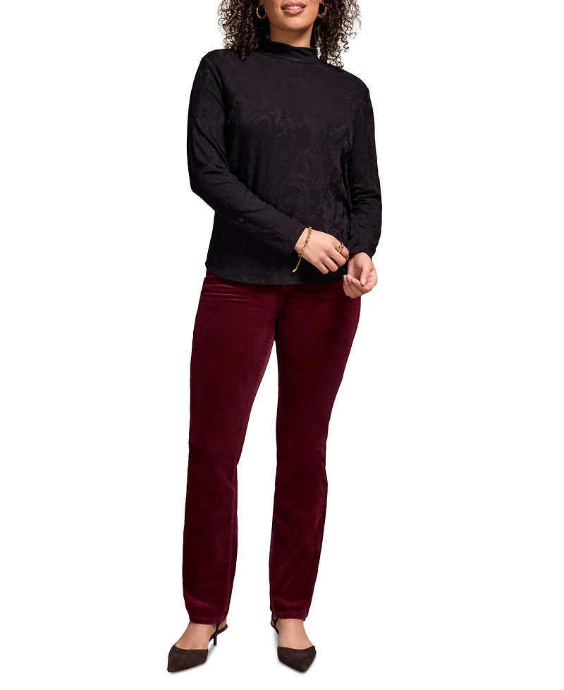 Tribal Women's Jacquard Knit Long Sleeve Mock Neck Top