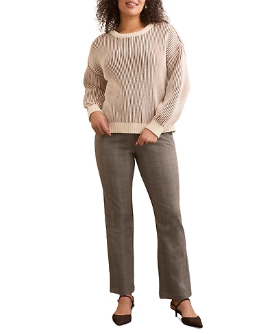 Tribal Women's Plaited Chenille Crew Neck Ribbed Sweater