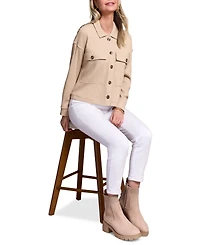 Tribal Women's Brushed Waffle Knit Crew Neck Jacket