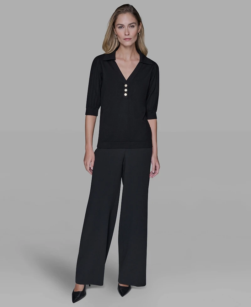 Karl Lagerfeld Paris Women's V-Neck Top