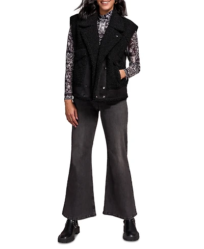 Tribal Women's Collared Sleeveless Sherpa Vest