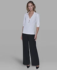 Karl Lagerfeld Paris Women's V-Neck Top