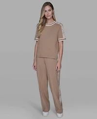 Karl Lagerfeld Paris Womens Logo Detail Sweater Pants